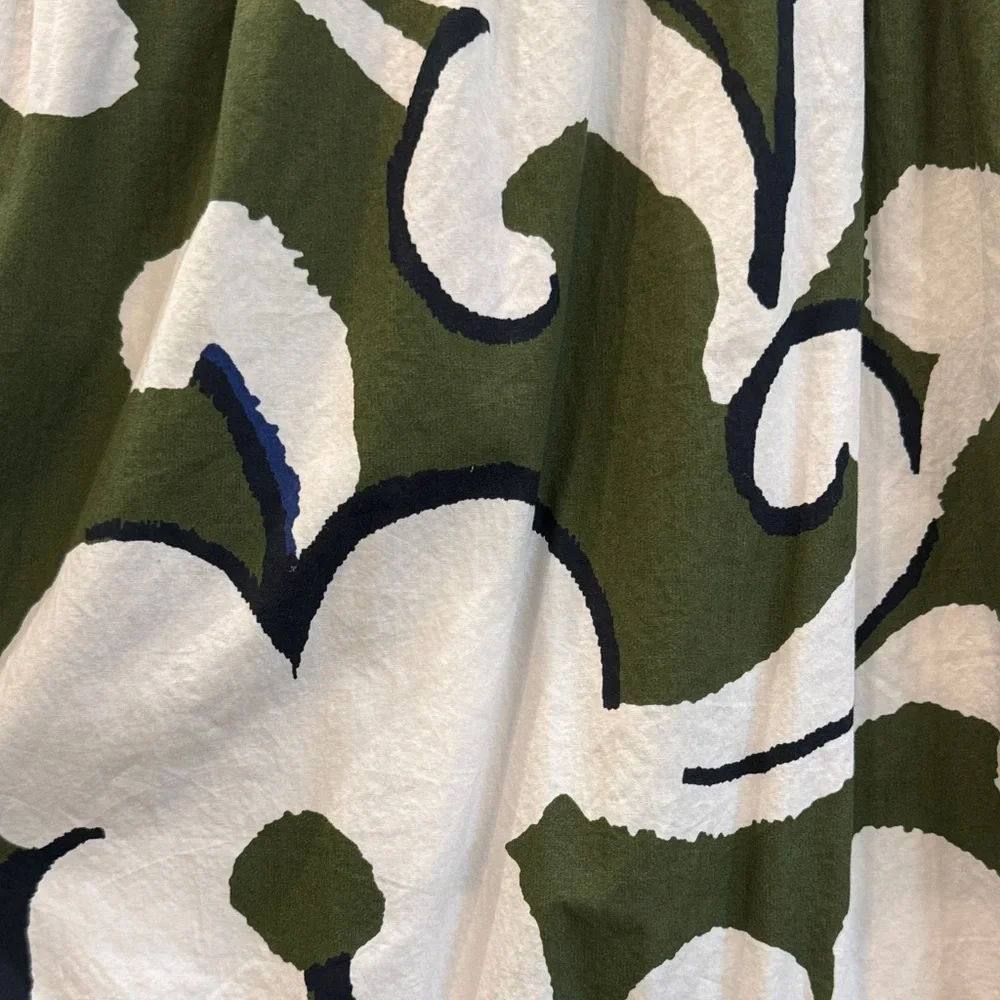 Anthropologie Dark Green and White Floral Long Sleeve Dress - Picture 3 of 5